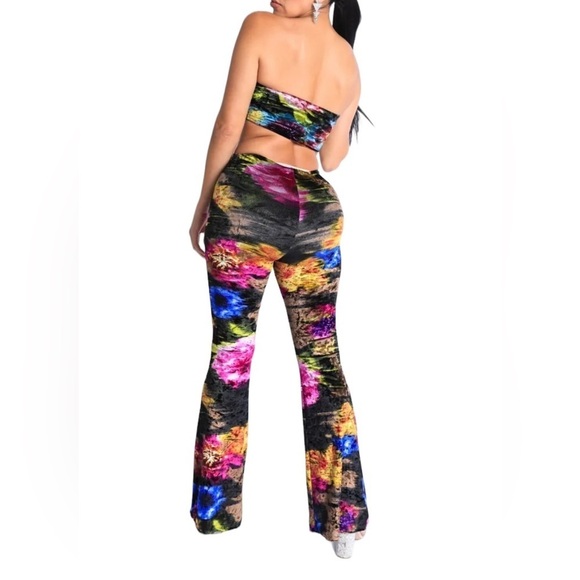 Women's Floral Print Velvet Crop Top Bandeau Pants Long Cardigan 3 Piece Set
New - Picture 6 of 8